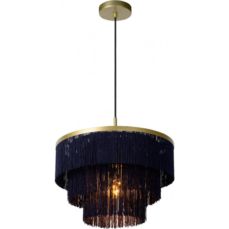 Lampa wisząca dekoracyjna Frills 40cm niebieski / złoty mat / mosiądz Lucide