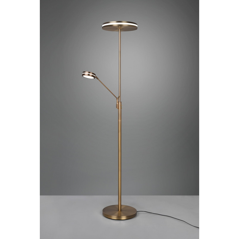 Lampa podłogowa nowoczesna z lampką do czytania Franklin LED patyna Trio