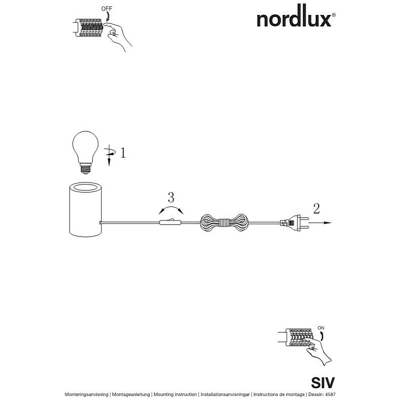 Lampa stołowa z mamrurową podstawą Siv 6 Biała marki Nordlux