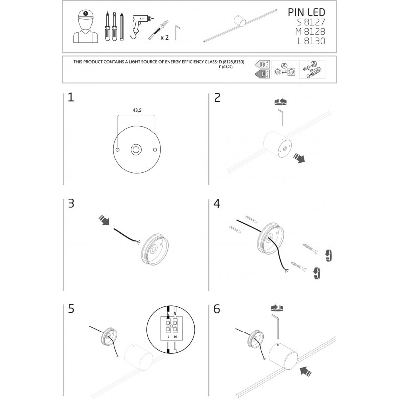 Kinkiet łazienkowy minimalistyczny Pin LED 61cm czarny Nowodvorski