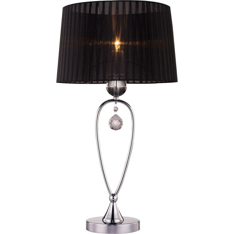 Lampa stołowa glamour z abażurem Bello czarny / chrom Zumaline