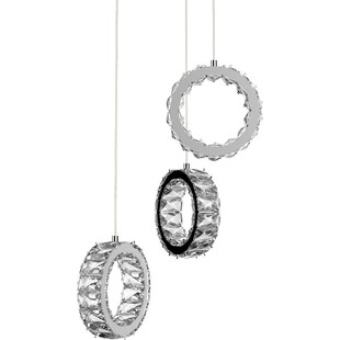 Lampa wisząca glamour z kryształkami Platt LED III 30cm chrom Zumaline