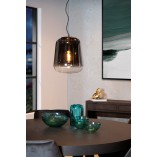 Lampa wisząca szklana nowoczesna Glorio 32cm szkło dymione / czarny Lucide