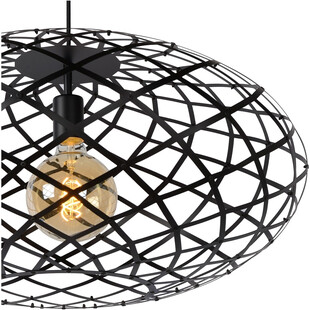Lampa wisząca druciana loft Wolfram 65cm czarna Lucide