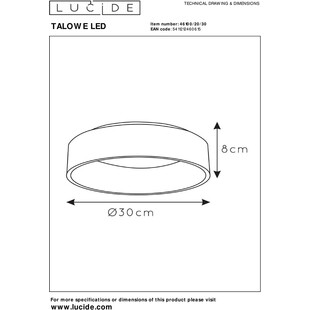Plafon okrągły nowoczesny Talowe LED 30cm czarny Lucide
