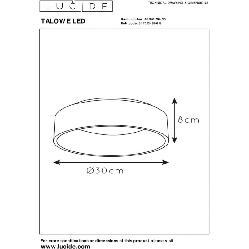 Plafon okrągły nowoczesny Talowe LED 30cm czarny Lucide