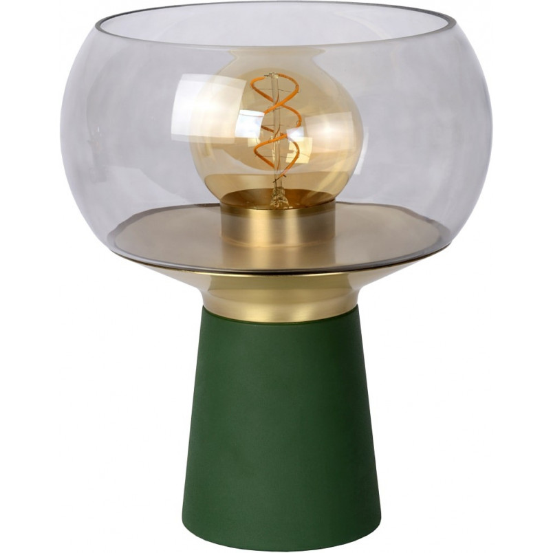 Lampa szklana stołowa glamour Farris szkło dymione / zielony Lucide