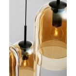 Lampa wisząca szklana retro Duo III bursztynowa