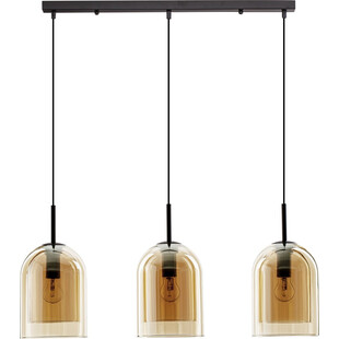 Lampa wisząca szklana retro na listwie Duo III bursztynowa