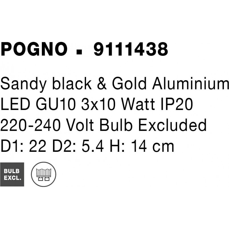 Reflektor sufitowy Ango Round III czarno-złoty
