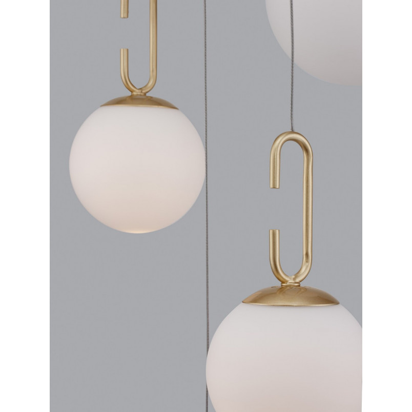 Lampa wisząca szklane kule glamour Grap LED V 42cm biało-złota