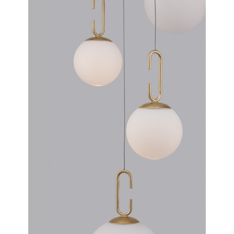 Lampa wisząca szklane kule glamour Grap LED V 42cm biało-złota