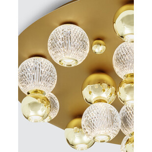 Plafon szklany glamour Conti LED 92cm złoty / przeźroczysty