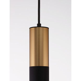 Lampa wisząca tuba Ango 5,6cm H30cm czarno-złota