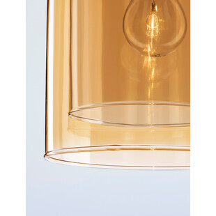 Lampa wisząca szklana retro Duo 18cm bursztynowa