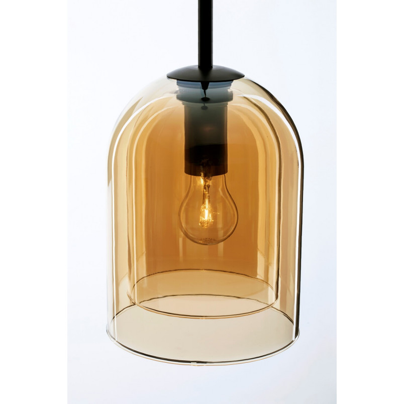 Lampa wisząca szklana retro Duo 18cm bursztynowa