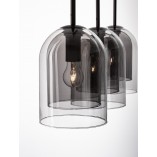 Lampa wisząca szklana retro na listwie Duo III  szkło dymione