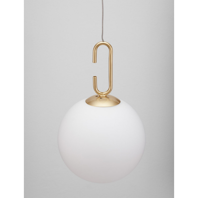Lampa wisząca szklana kula glamour Grap LED 18cm biało-złota