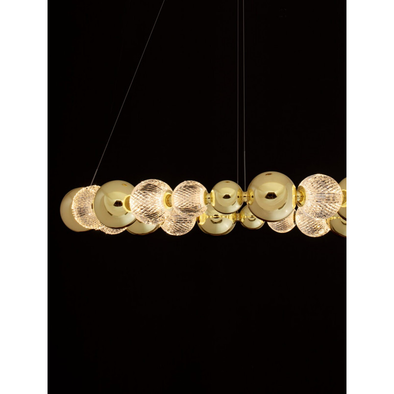Lampa wiszące kule na okręgu glamour Conti LED 94cm złoty / przeźroczysty
