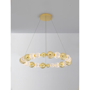 Lampa wiszące kule na okręgu glamour Conti LED 94cm złoty / przeźroczysty