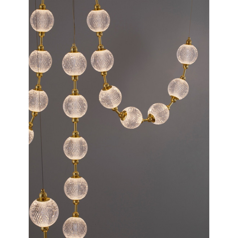 Lampa wisząca szklane kule glamour Jewels LED XXX 147cm przezroczysty / złoty