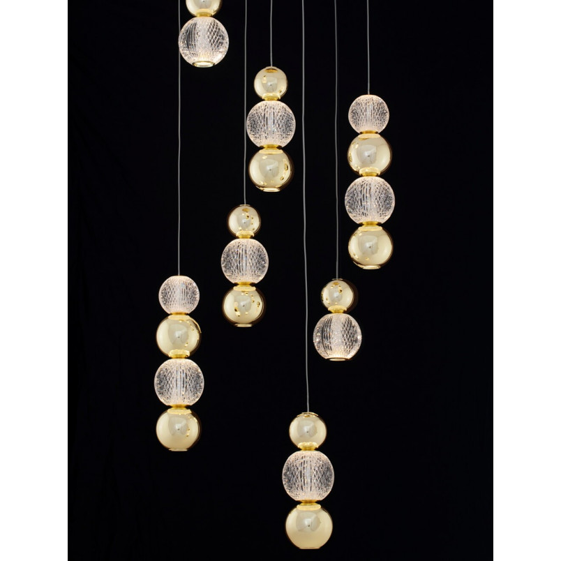 Lampa wiszące kule glamour Conti LED VII 53cm złoty / przeźroczysty