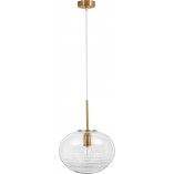 Lampa wisząca szklana kula retro Lenart 28cm przeźroczysty / mosiądz