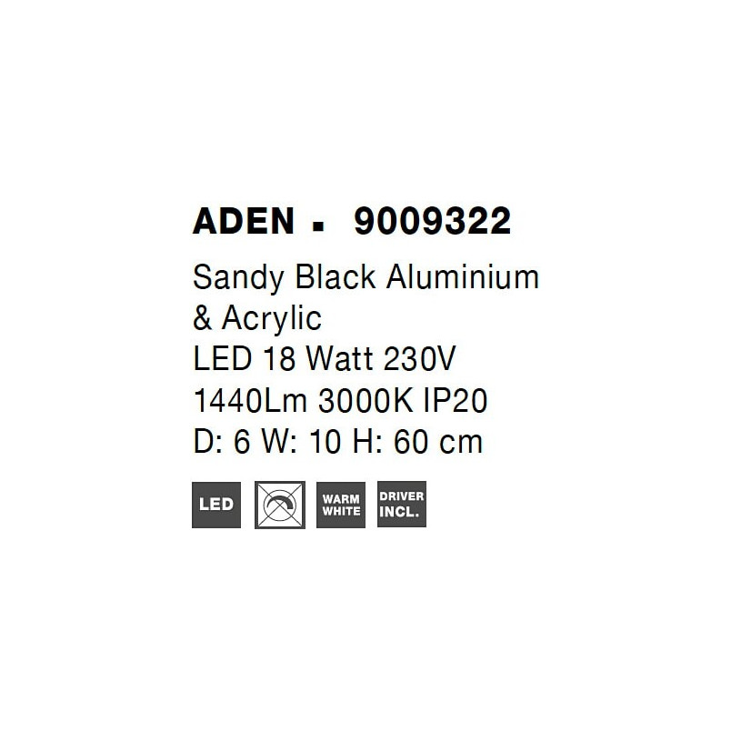 Kinkiet minimalistyczny dekoracyjny Sai LED 60cm czarny
