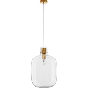 Lampa wisząca szklana retro Bulgy 30cm przeźroczysty / mosiądz