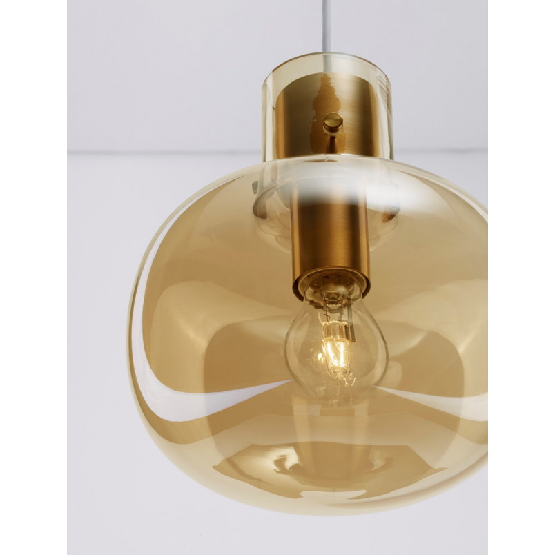 Lampa wisząca szklana retro Bulgy 22cm bursztynowa