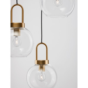 Lampa wisząca szklana retro Astri III 30,3cm przeźroczysty / mosiądz