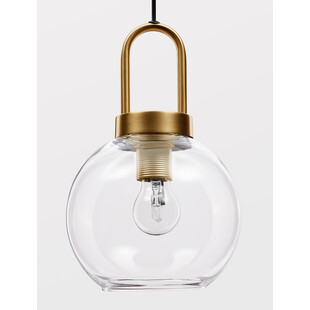 Lampa wisząca szklana retro Astri 20cm przeźroczysty / mosiądz