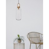 Lampa wisząca szklana retro Astri 15,5cm przeźroczysty / mosiądz