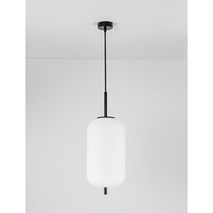 Lampa wisząca szklana Tamo 22cm biało-czarna