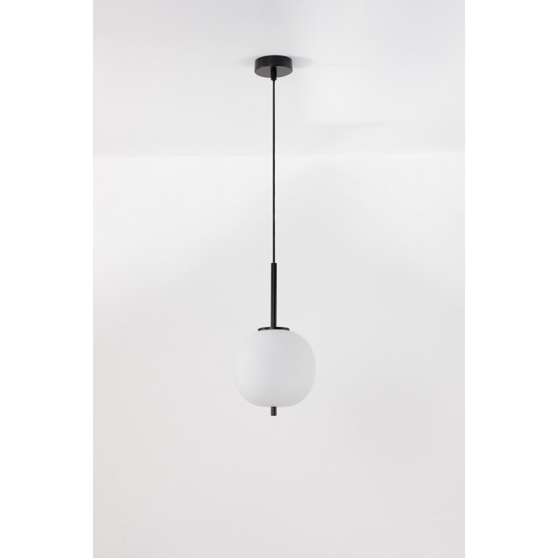 Lampa wisząca szklana Tamo 18,5cm biało-czarna
