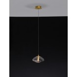 Lampa wisząca szklana glamour Crushed 16cm przeźroczysty / mosiądz