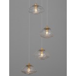 Lampa wisząca szklana glamour Crushed V 35cm przeźroczysty / mosiądz