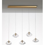 Lampa wisząca szklana glamour na listwie Crushed V 80cm przeźroczysty / mosiądz