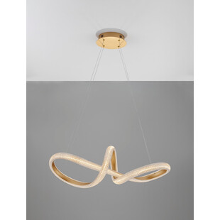 Lampa wisząca glamour z kryształkami Sando LED 75,5cm mosiężna