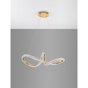Lampa wisząca glamour z kryształkami Sando LED 75,5cm mosiężna
