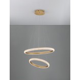 Lampa wisząca glamour z kryształkami Sando LED 59cm mosiężna