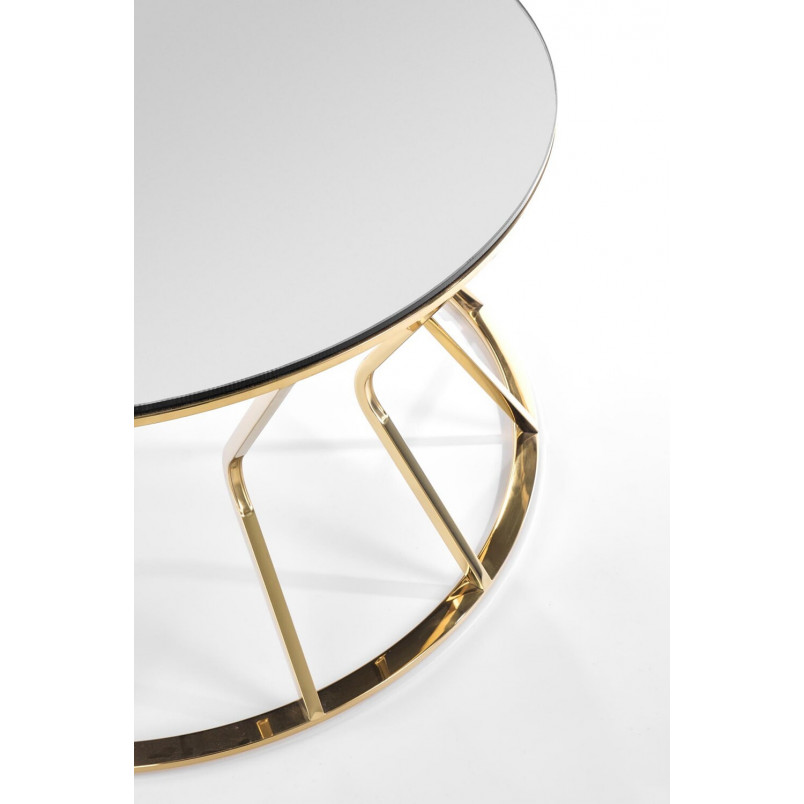 Stolik szklany glamour Afina 90cm lustro / złoty Halmar