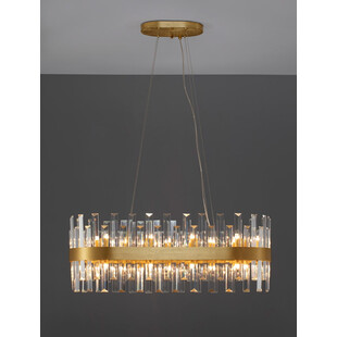 Lampa wisząca kryształowa glamour Taja 80cm przeźroczysty / satynowe złoto