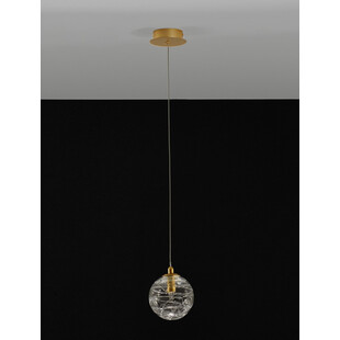 Lampa wisząca szklana kula glamour Nebuu 12cm przeźroczysty / mosiądz