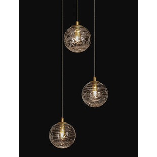 Lampa wisząca szklane kule glamour Nebuu III 25cm przeźroczysty / mosiądz
