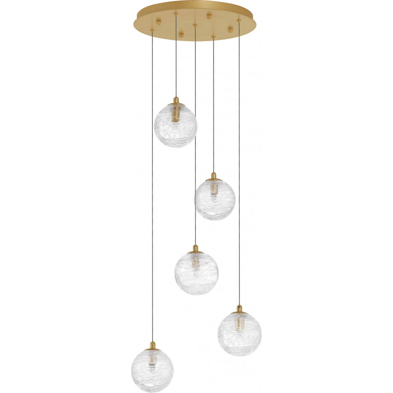 Lampa wisząca szklane kule glamour Nebuu V 35cm przeźroczysty / mosiądz