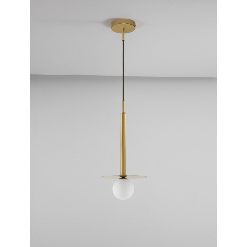 Lampa wisząca szklana kula glamour Hide Ball 22cm opal / mosiądz
