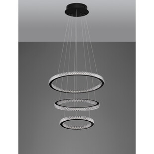 Lampa wiszące okręgi z kryształkami Bueno LED 51cm czarna