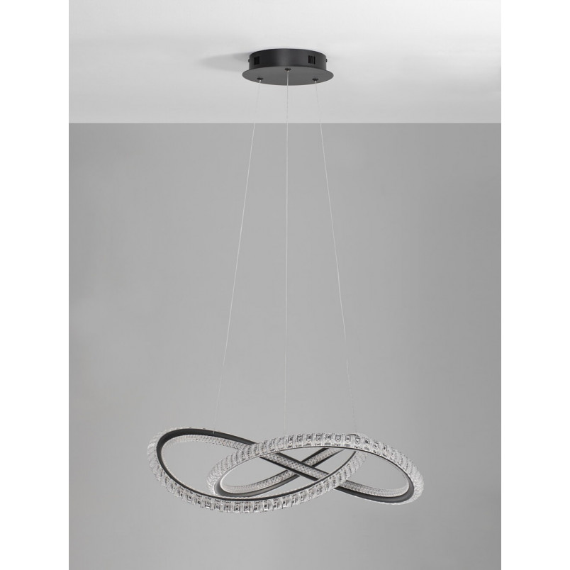Lampa wisząca nowoczesna z kryształkami Bueno LED 57cm czarna