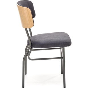 Krzesło drewniane z tapicerowanym siedziskiem Smart dąb naturalny / czarny Halmar
